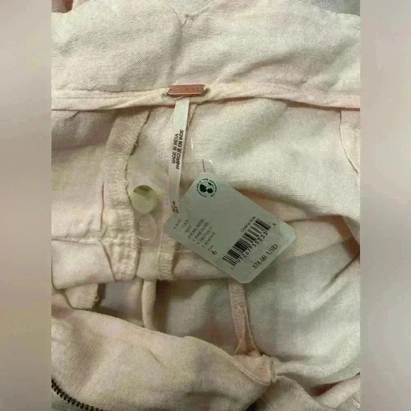 Free People Calla Pleated Linen Blend Trouser Shorts Pink Size 6  NWT - Picture 5 of 7